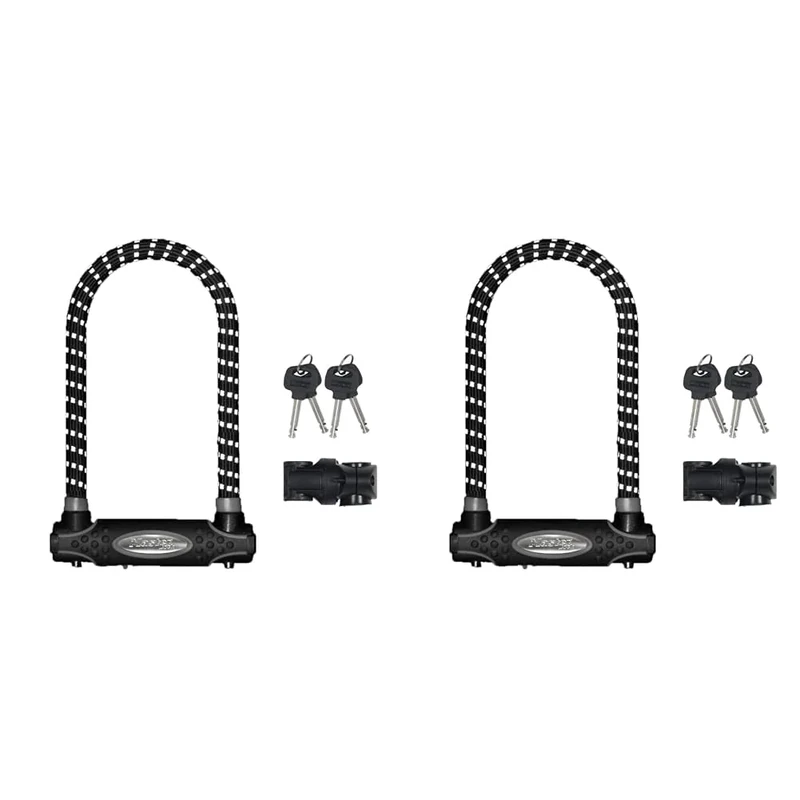 MASTER LOCK Heavy Duty Bike D Lock [Key] [Universal Mounting Bracket] [Certified Bike Lock] [Police Approved] [Reflective Design] 8195EURDPROREF - Ideal for All Kinds of Bikes (Pack of 2)
