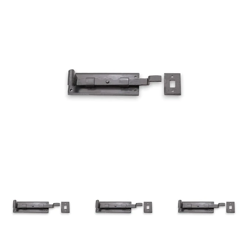 Infinity Decor Cranked 6” (150mm) Wrought Iron Fish Tail Bolt Door Latch - Heavy Duty Blacksmith Security Privacy Lock - for Doors and Windows (Pack of 4)