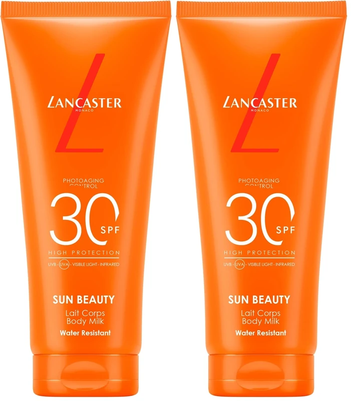 Lancaster Sun Beauty Body Milk SPF30 100ml, Photoaging Control, Broad Spectrum Sun Protection, Lightweight Texture & Non-Greasy, Water Resistant Formula, Suitable for All Skin Types, Vegan (Pack of 2)