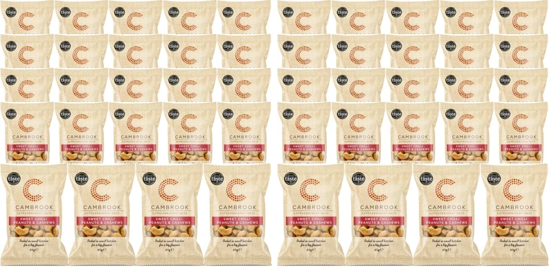 Cambrook - Baked Sweet Chilli Peanuts & Cashews, 45g Bags, Pack of 48