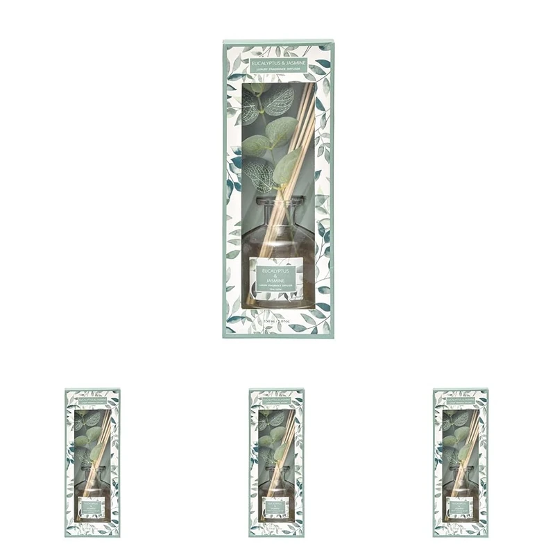 Sleepdown Botanical Reed Diffuser - Eucalyptus & Jasmine - 150ml (Pack of 4)
