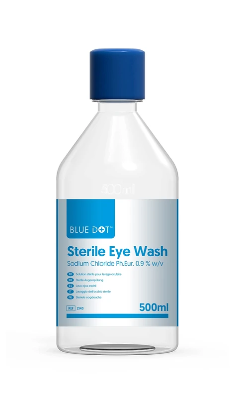 500ml Blue Dot Eye Wash Solution in Round Bottle (Each) (Pack of 6)