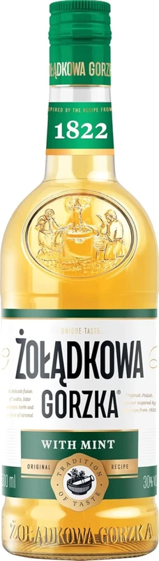 Zoladkowa Gorzka Mint Vodka Liqueur - Traditional Polish Liqueur Made with a Select Blend of Herbs and Spices - 28% ABV, 50cl (Pack of 6)