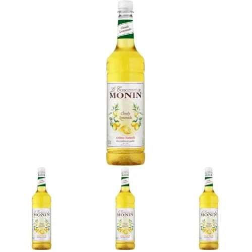 MONIN Premium Cloudy Lemonade Concentrate 1L for Hand Crafted Lemonades, Cocktails and Mocktails. Vegan-Friendly, Allergen-Free, 100% Natural Flavours and Colourings (Pack of 4)