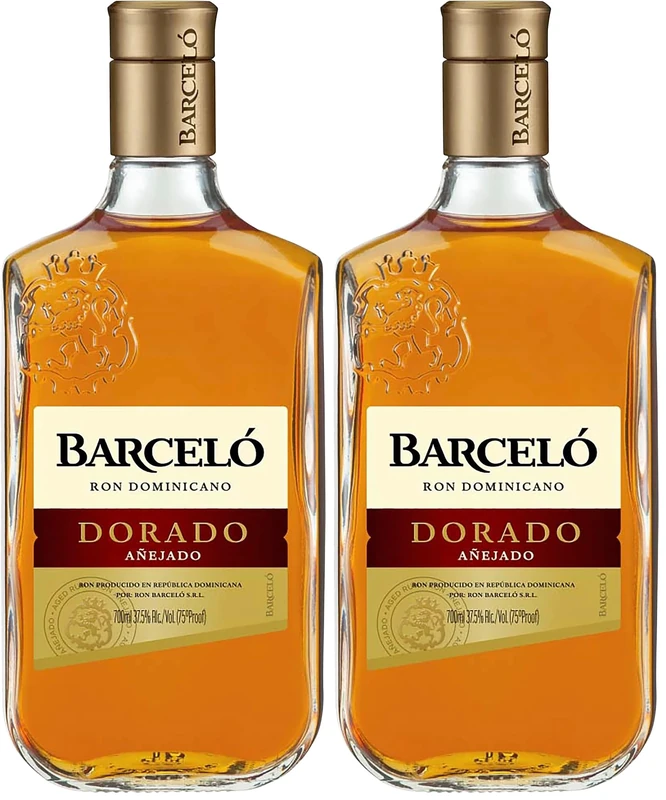 Barceló Dorado Dominican Rum | 70cl | 37.5% vol | B Corp | Golden Rum | Made in the Dominican Republic From Sugar Cane Juice | Aged in Ex-Bourbon American Oak Casks | Perfect for Cocktails (Pack of 2)