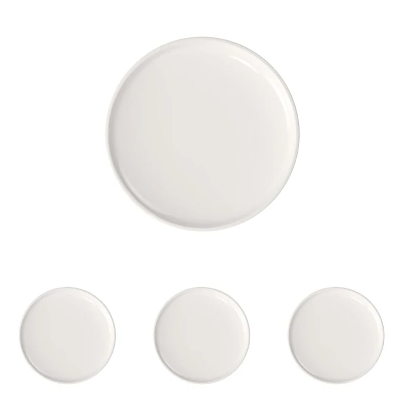 Villeroy & Boch – Artesano Original Pizza Plate, Large Premium Porcelain Plate with a Raised Rim in White, Dishwasher Safe, 32 cm (Pack of 4)