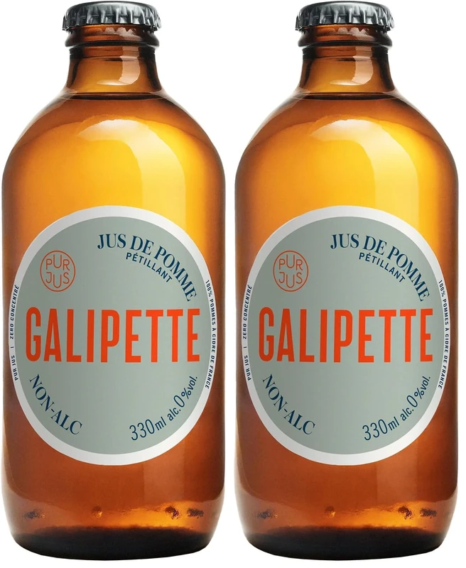 Galipette - Non-Alcoholic Cider (12 x 330ml), 0.0% ABV, Hand-Picked French Apples, Pure Juice Cider, Sweet, Fruity & Sharp, Zero Alcohol, Gluten Free, No Added Sugar, No Sweeteners (Pack of 2)