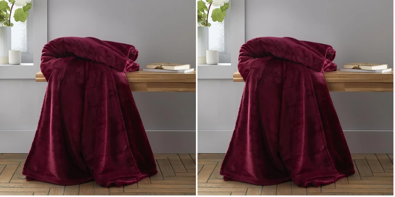 Catherine Lansfield Extra Large Raschel Velvet Touch 200X240cm Throw Red, DS/52645/W/200240/RE (Pack of 2)