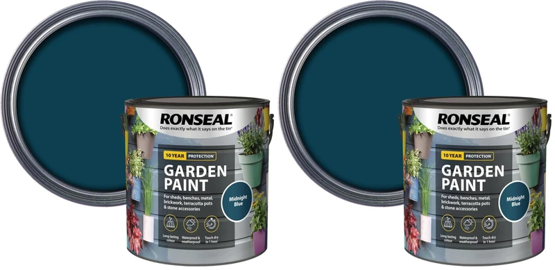 Ronseal RSLGPMB25L GPMB25L Garden Paint Midnight Blue 2.5 Litre (Pack of 2)