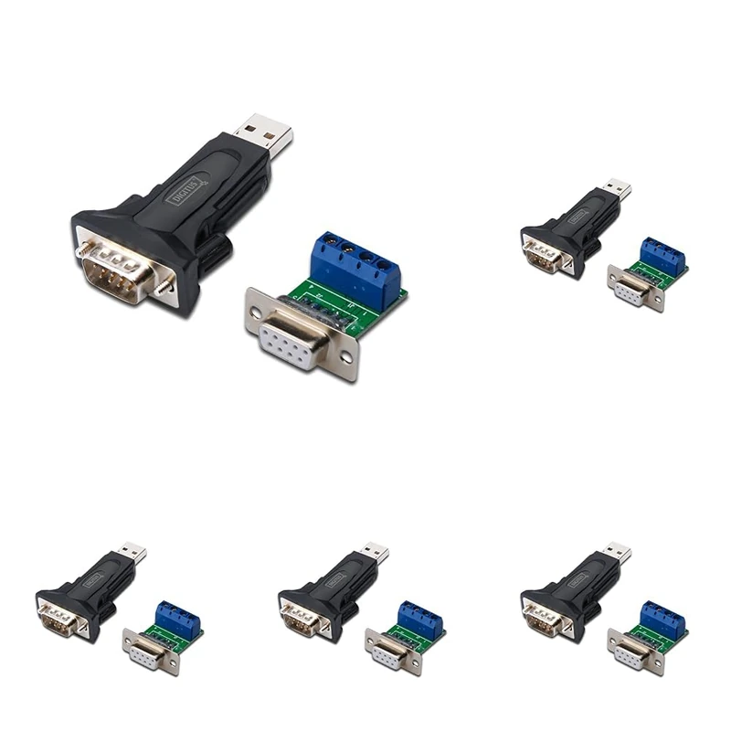 Digitus USB to serial adapter - RS485 converter - USB 2.0 Type-A to DSUB 9M - FTDI FT232RL chipset - Incl. 80 cm cable (Pack of 5)