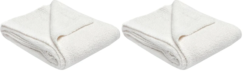 Sleepdown Boucle Chenille Throw Soft Touch Fluffy Fleece Over Sofa Bed Couch Warm Cosy Luxury Blanket Bedspread - Cream - 130cm x 150cm (Pack of 2)