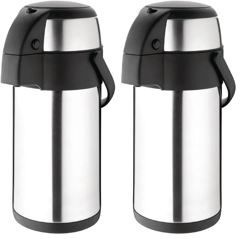 Olympia Pump Action Airpot 3L 370X151mm Stainless Steel Teapot Infuser (Pack of 2)