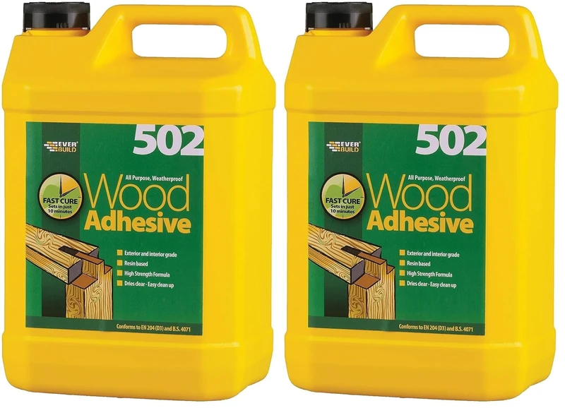 Everbuild 502 All Purpose Weatherproof Wood Adhesive – Suitable for typical Wood Bonding Applications – 5 Litre (Pack of 2)