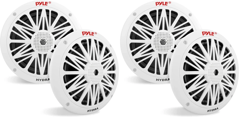 Pyle 16.51cm Dual Marine Speakers – 2-Way Waterproof Outdoor Stereo, 200W, Poly Carbon Cone, Butyl Rubber Surround – 1 Pair (White) - PLMR62 (Pack of 2)