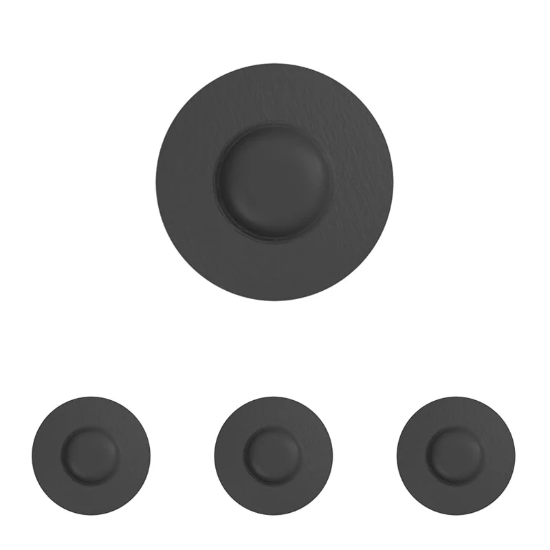 Villeroy & Boch – Manufacture Rock Pasta Plate 28 cm, Slate Look, Black Plate, Deep, for Pasta, for Soup, for Dining Tableware, Ceramic, Premium Porcelain (Pack of 4)