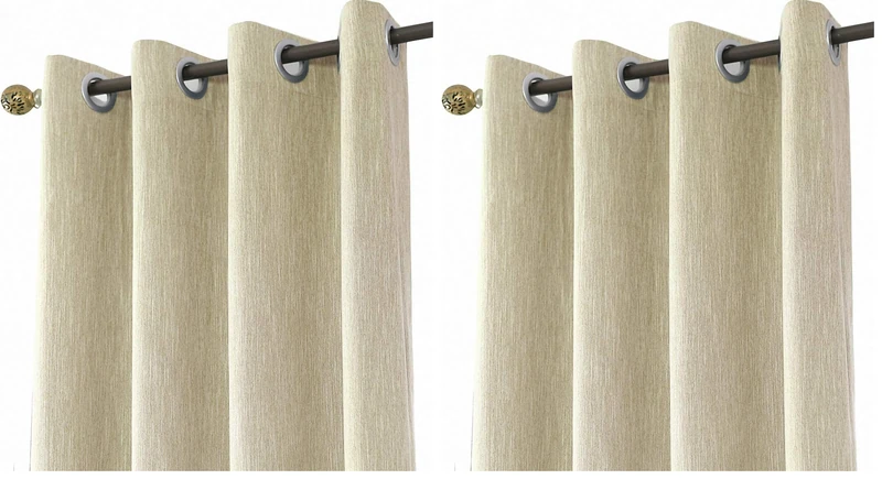 Melodieux 1 Panel Eyelet Grommet Curtains - Cotton Blend Room Darkening Curtain with Tiebacks, Blackout Thermal Insulated Window Drapes for Nursery, Bedroom, Living Room (Beige, 46 x 54 Inch Drop)