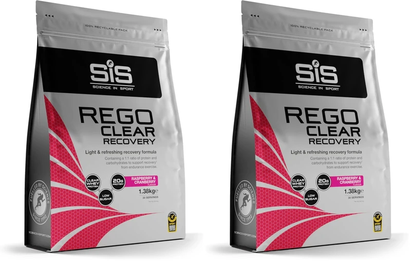 Science in Sport Rego Clear Recovery | Clear Whey Protein Shake | 20g Protein, 21g Carbs, Low in Sugar - Raspberry & Cranberry 1.38Kg (Pack of 2) - Image 1