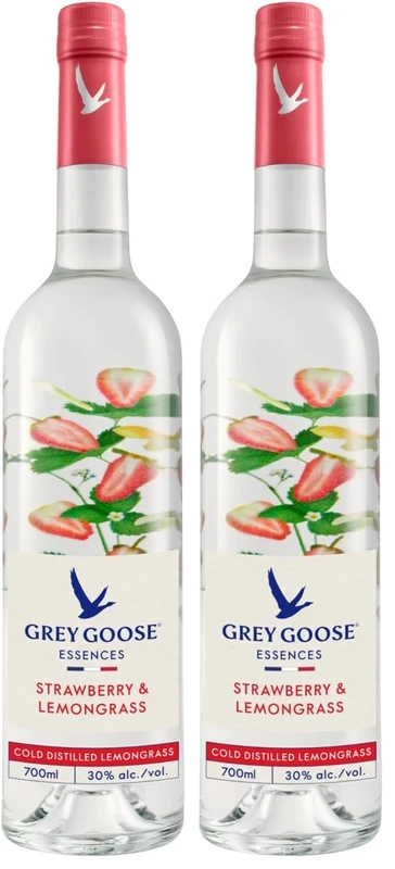 Grey Goose Essences Strawberry & Lemongrass, 30% ABV, 70cl / 700ml, Natural Flavoured Vodka Spirit Drink, Made with Grey Goose Vodka, Infused With Real Fruits & Botanical Essences (Pack of 2)