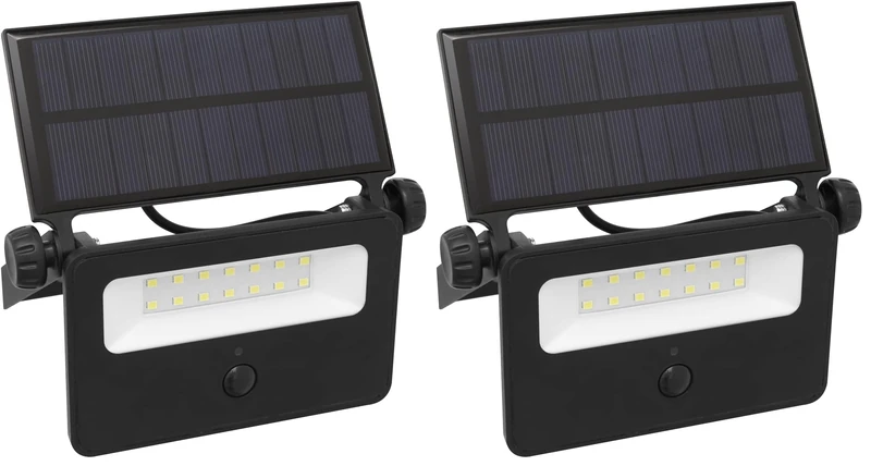 Sealey Extra-Slim Solar Floodlight with Wall Bracket 16W SMD LED - LED16S, Black (Pack of 2)