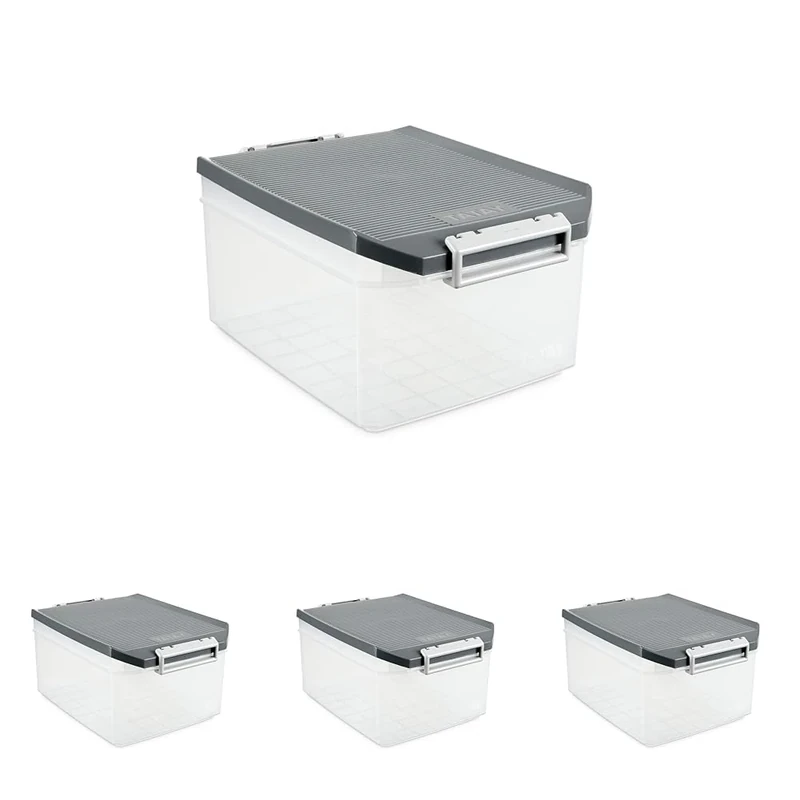 TATAY Storage Box, 14 L, Polypropylene, Grey, One Size (Pack of 4)