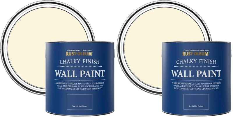 Rust-Oleum Cream Wall and Ceiling Paint in a Chalky Matt Finish - Clotted Cream 2.5L (Pack of 2)
