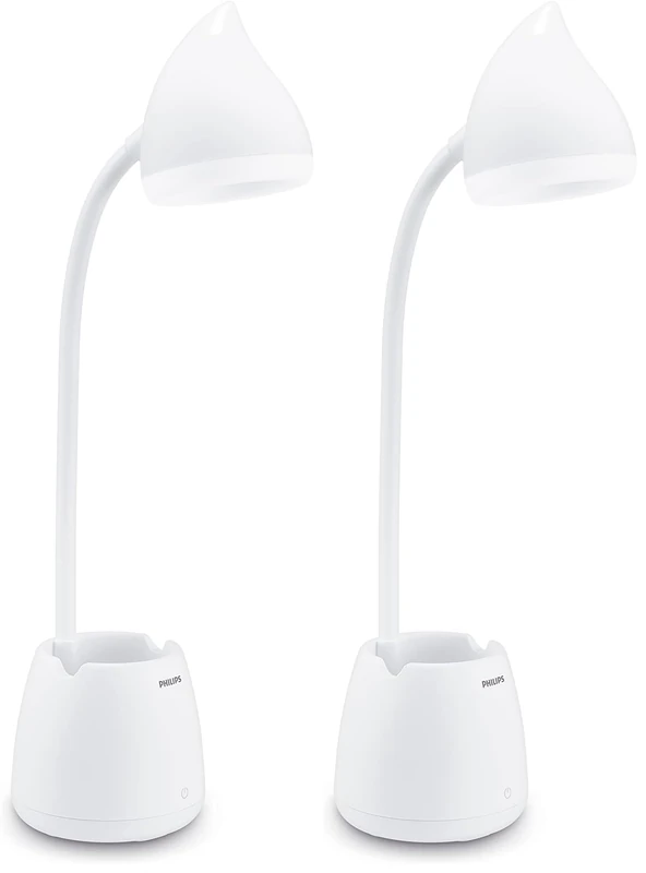 Philips LED Hat Desk Lamp [Cool White Light 4000K - White] 4.5W - Charge with USB. for Home Indoor, Work, Study, Reading Lighting (Pack of 2) - Image 1