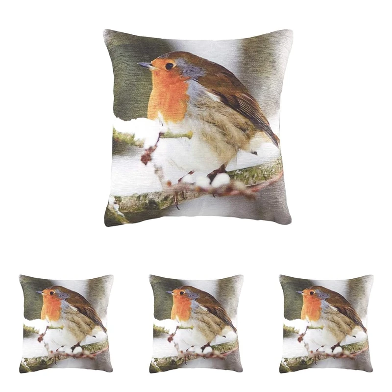 Evans Lichfield Photo Robin Cushion Cover, Multi, 43 x 43 cm (Pack of 4)