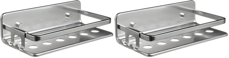 TATAY Rectangular Shower Shelf Moon, 100% Stainless Steel, Aluminium, Minimalist Design, 10 Year Warranty. Measures 20 x 10 x 5,5 cm (Pack of 2)