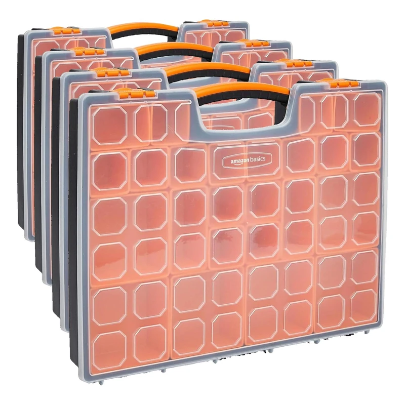 Amazon Basics Professional Organiser with 19 Removable Compartments, Black,Orange, 41.91 x 33.53 x 6.1 cm (LxWxH) (Pack of 4) - Image 1