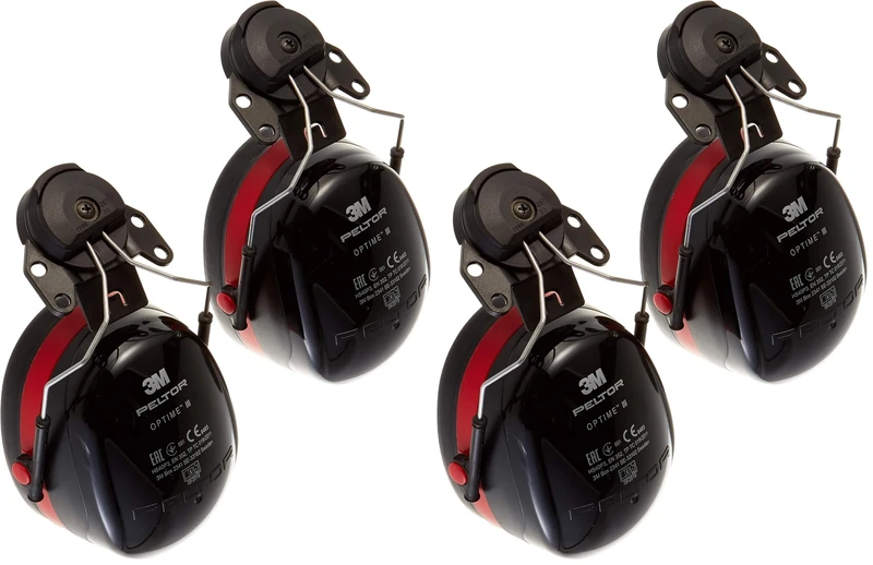 3M PELTOR Optime III Earmuffs, 34 dB, Black/Red, Helmet Mounted, H540P3E-413-SV (Pack of 2)