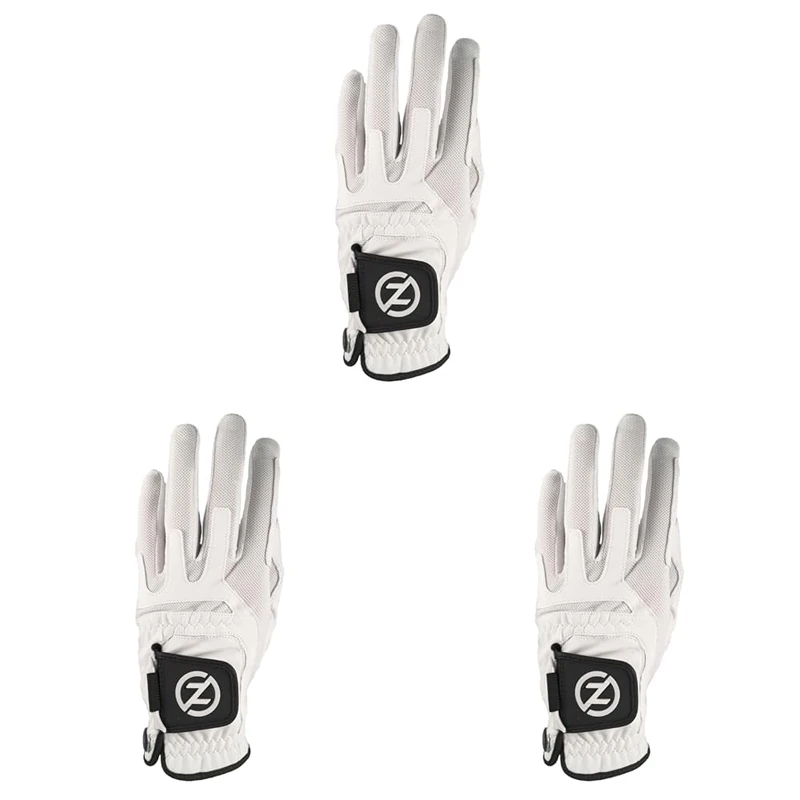Zero Friction Men's Ultra Feel Cabretta Leather Left Hand Golf Glove, White (Pack of 3)
