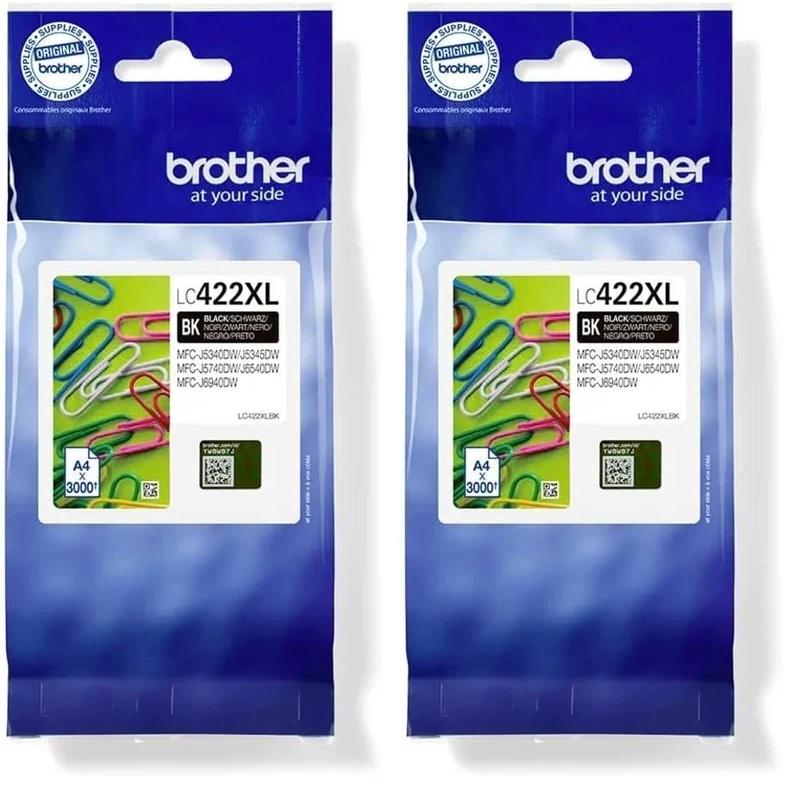 Brother Original LC-422XLBK Black Ink Cartridge for Approx. 3,000 Pages for MFC-J5340DW, MFC-J5345DW, MFC-J5740DW, MFC-J6540DW, MFC-J6940DW (Pack of 2)