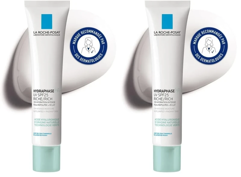 La Roche-Posay Hydraphase UV Riche Moisturising Cream for Dehydrated Sensitive Skin Prone to Dryness 40ML (Pack of 2)