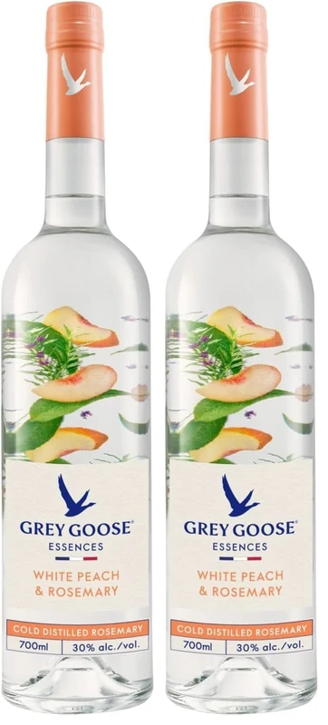 Grey Goose Essences White Peach & Rosemary, 30% ABV, 70cl / 700ml, Natural Flavoured Vodka Spirit Drink, Made with Grey Goose Vodka, Infused With Real Fruits & Botanical Essences (Pack of 2)