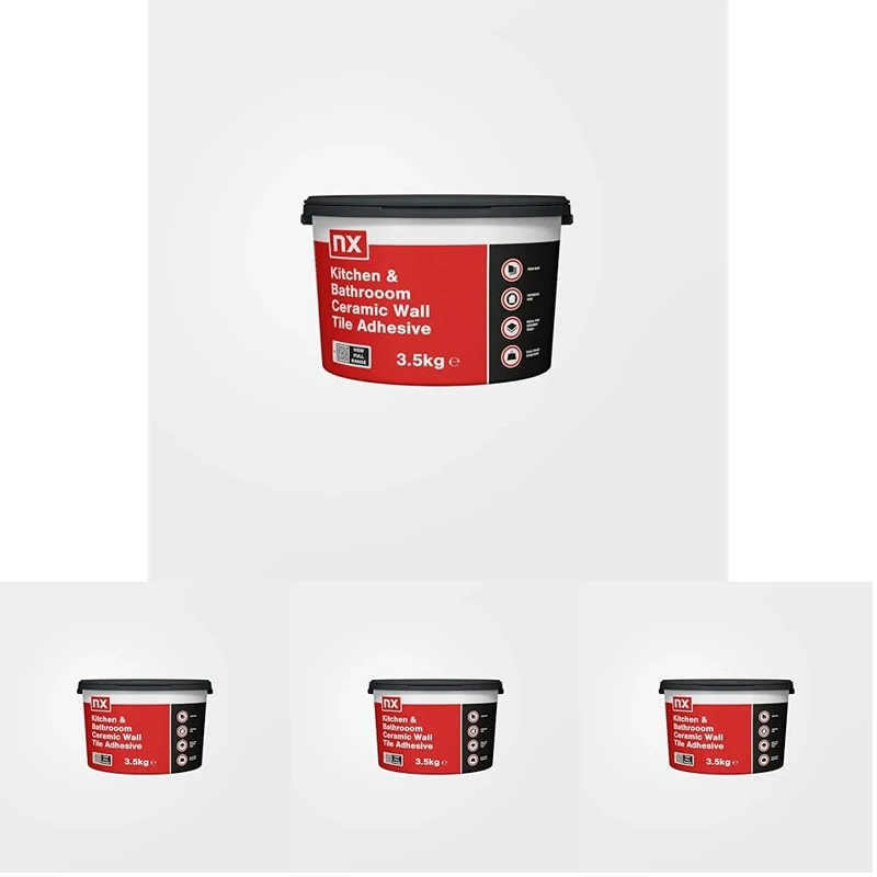 NX Ready mixed Kitchen & Bathroom Off White Wall tile Adhesive 3.5kg (Pack of 4)