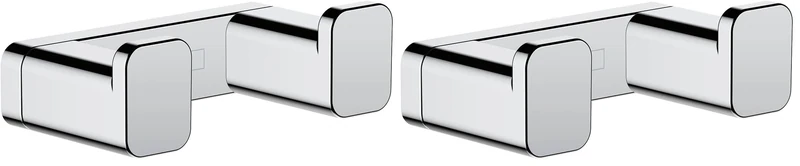Hansgrohe AddStoris - Towel Hook Double, Towel Holder, Bathroom Accessory, Chrome, 41755000 (Pack of 2)