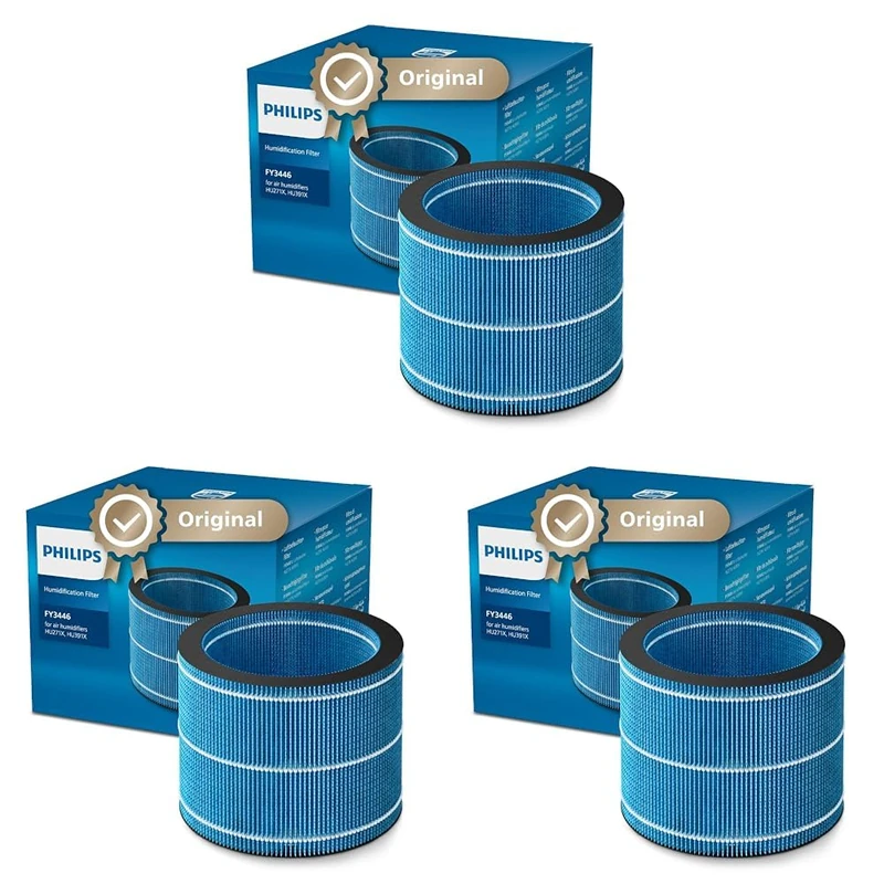 Philips Original NanoCloud Humidification Replacement Filter for Humidifier 2000 and 3000 Series HU2716, HU2718, HU3916, HU3918, 6 Months Lifetime (FY3446/30) (Pack of 3)