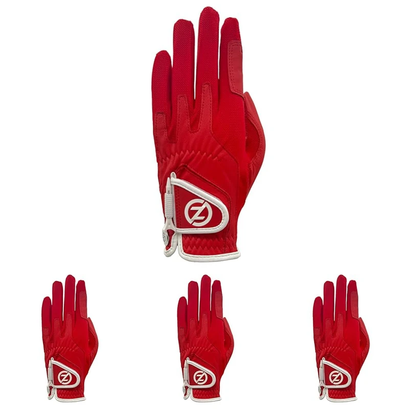 Zero Friction Ladies Cabretta Elite Left Hand Golf Glove, One Size, Red (Pack of 4) - Image 1