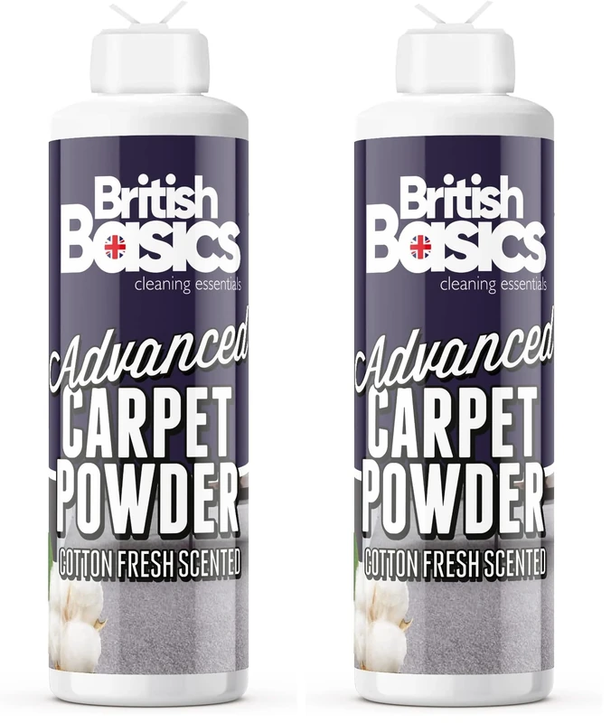 BritishBasics - Carpet Powder Refresher | Removes Stains and Odours | Powerful Fabric Cleaner that Eliminates Smells | Fresh Cotton Scent 600g (Pack of 2)