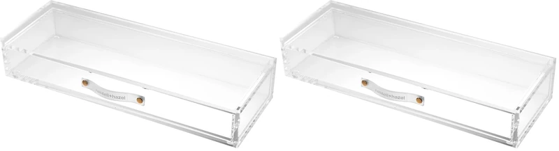 RUSSELL+HAZEL Acrylic Drawer Organizer, Office Supplies, Clear, with Handle, 4.5” x 12” x 2.25” (Pack of 2)