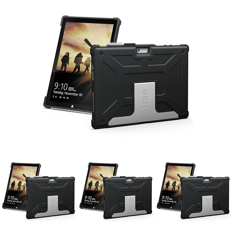 UAG Microsoft Surface Pro (2017) & Surface Pro 4 Feather-Light Composite [BLACK] Aluminum Stand Military Drop Tested Case (Pack of 4)