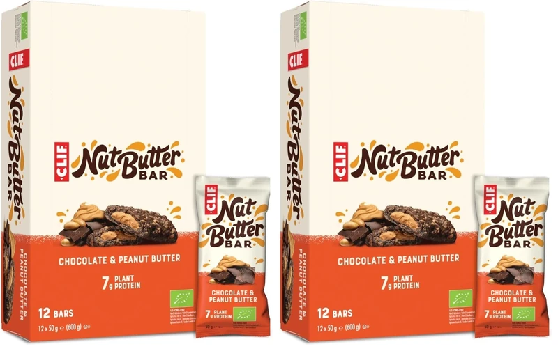 CLIF Nut Butter Bar | Protein Bar | Chocolate & Peanut Butter | Organic |12 x 50 g (Pack of 2)