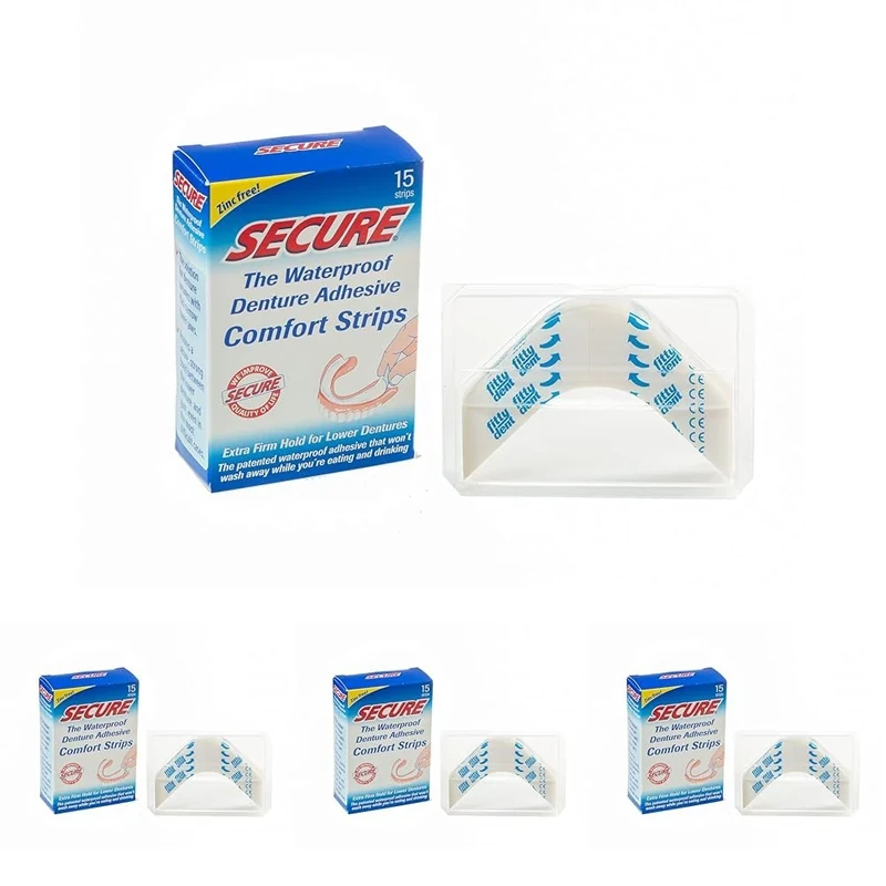 Secure. Denture Adhesive Cushions waterpfroof. 15pcs. (Pack of 4) - Image 1