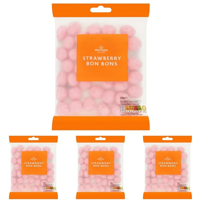 Morrisons Strawberry Bon Bons 200 g x 8 (Pack of 4) - Image 1