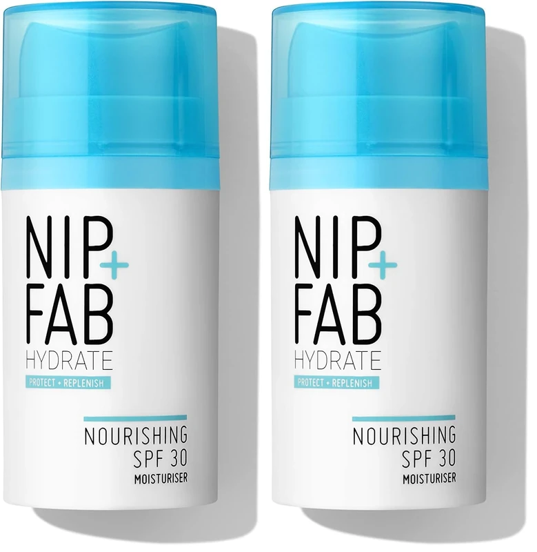 Nip+Fab SPF 30 Moisturiser Hydrate Nourishing | 50 ml | Dry + Textured Skin | Maximum Hydration and Protection | UVA + UVB Protection | SPF Face Skin Sunscreen (Pack of 2)