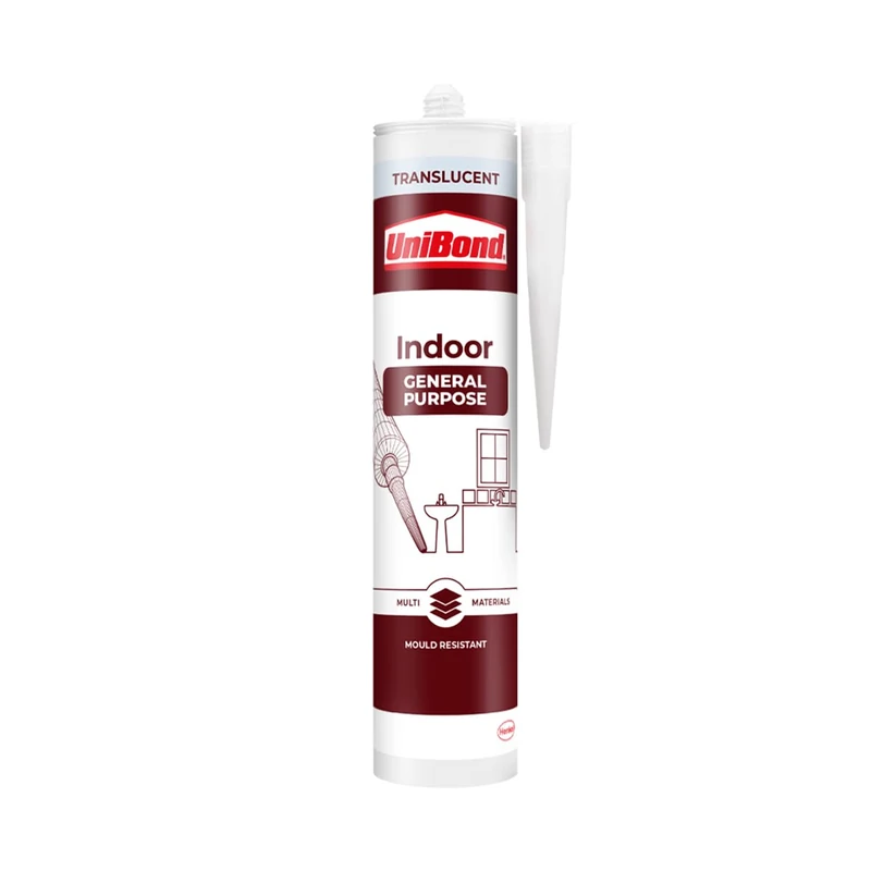 UniBond General Purpose Indoor Seleant, Mould Resistance, Translucent Silicone Sealant, 1x272g Cartridge (Pack of 6)