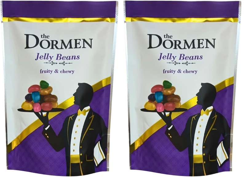 The Dormen Jelly Beans - Colourful Fruity Jelly Beans, 16 Packs of 130g Each, Vibrant Flavours, Loved by All Ages, Gluten-Free