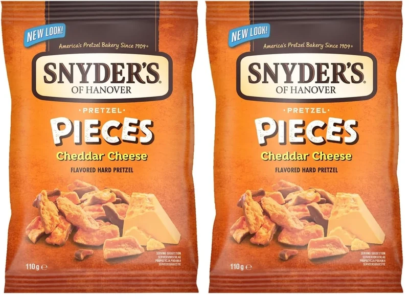Snyder's Pretzel Pieces Cheddar Cheese 10x110g (Pack of 2) - Image 1
