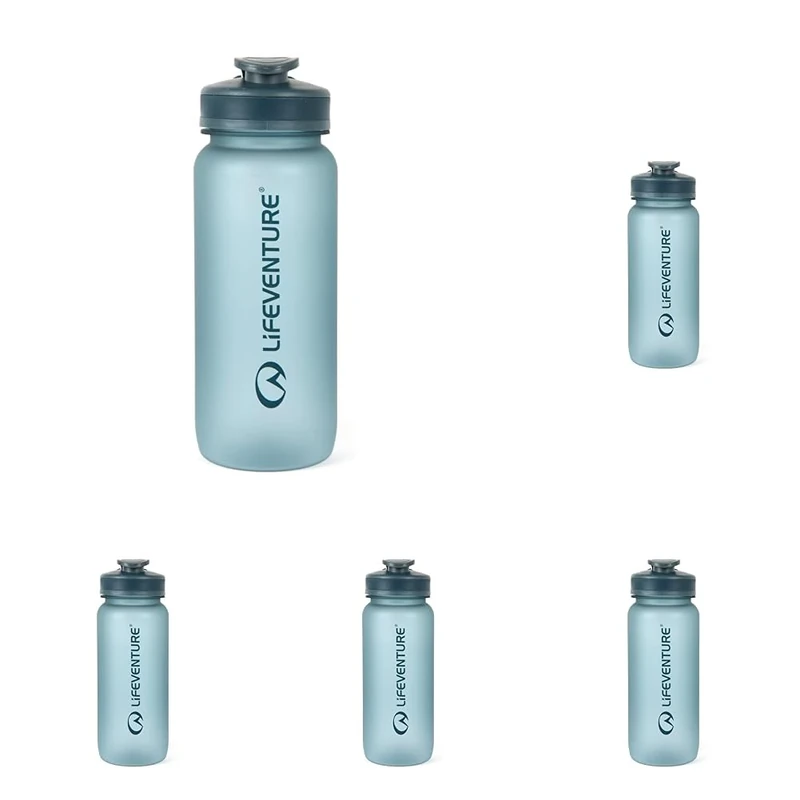 Lifeventure 650ml Tritan Water Bottle for Fitness, Hiking, Camping, Outdoor Sports, Made From BPA-Free Material, Leak-Proof, Flip-Top Lid, With Handle (Pack of 5)