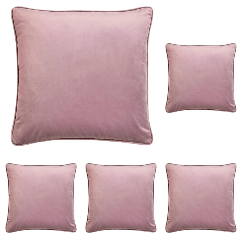 Laurence Llewelyn-Bowen Velvet Cushion – Blush Pink Luxury Throw Pillow – 43x43cm Soft Decorative Cushion with Filling – Montrose Collection – Elegant Accent for Sofa, Bed or Chair (Pack of 5)